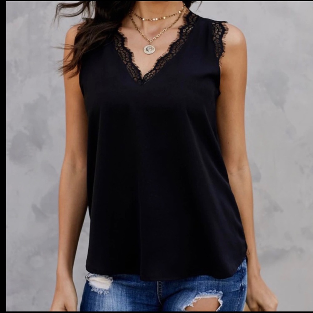 Black Lace Camisole Tank Top